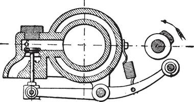 mecanismo envolvendo otto motor escape válvula, vintage gravação. vetor