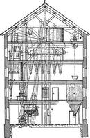 seção do a mesmo moinho, vintage gravado ilustração. industrial enciclopédia e.-o. lami - 1875. vetor