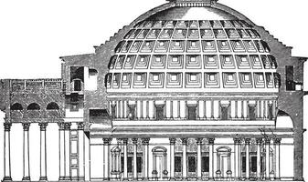 cúpula do a panteão copo dentro Roma, vintage gravação. vetor