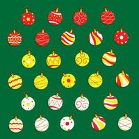 conjunto Sino bola enfeite decorar celebração Novo ano ou Natal colorida desig vetor