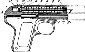 automático pistola, vintage ilustração. vetor