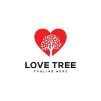 amor árvore natureza logotipo Projeto com coração placa vetor ícone