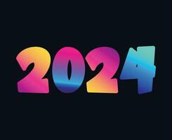 feliz Novo ano 2024 abstrato multicolorido gráfico Projeto vetor logotipo símbolo ilustração com Preto fundo