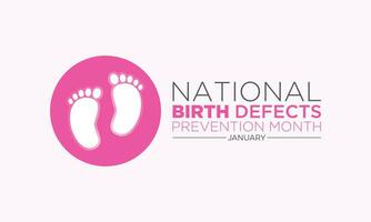 nacional nascimento defeitos prevenção mês é observado cada ano dentro janeiro. nascimento defeitos consciência mês, vetor modelo para bandeira, cumprimento cartão, poster com fundo. vetor ilustração.