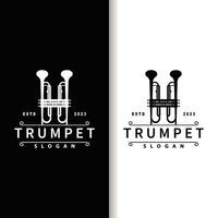 simples marca silhueta Projeto latão musical instrumento trompete, clássico jazz trompete logotipo vetor