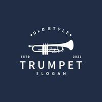 simples marca silhueta Projeto latão musical instrumento trompete, clássico jazz trompete logotipo vetor