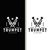 simples marca silhueta Projeto latão musical instrumento trompete, clássico jazz trompete logotipo vetor