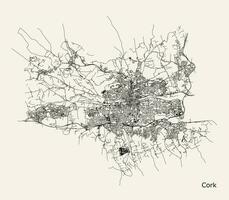 vetor estrada cidade mapa cortiça, Irlanda