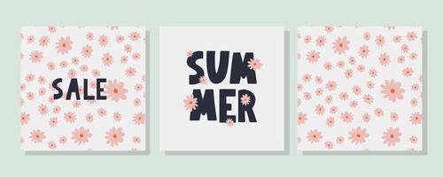 banner de venda de verão com vetor de carta de flores