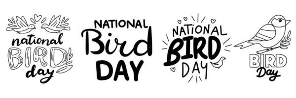 coleção do nacional pássaro dia texto bandeira. caligrafia conjunto texto nacional pássaro dia rotulação. mão desenhado vetor arte.