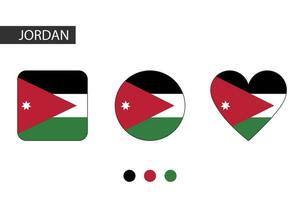 Jordânia 3 formas quadrado, círculo, coração com cidade bandeira. isolado em branco fundo. vetor