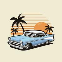 clássico músculo quente Cajado carro em a de praia vetor arte ilustração. melhor para automotivo camiseta Projeto