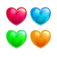 coleção do colorida e brilhante 3d coração vetor