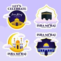 isra mi'raj rótulo plano desenho animado mão desenhado modelos fundo ilustração vetor