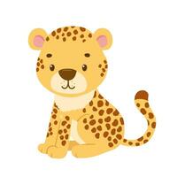 fofa sentado guepardo. desenho animado ilustração para crianças. safári animal vetor