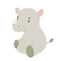 fofa sentado rinoceronte. desenho animado ilustração para crianças. safári animal vetor
