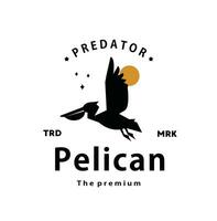 vintage retro hipster pelicano logotipo vetor esboço silhueta arte ícone