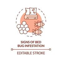 2d editável vermelho sinais do cama erro infestação ícone, monocromático isolado vetor, integrado pragas gestão fino linha ilustração. vetor