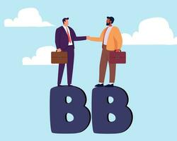 b2b, o negócio para o negócio venda acordo, empreendimento comércio, contratante ou fornecedor comércio entre companhia conceito vetor