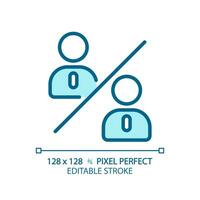 2d pixel perfeito editável azul pessoas comparação ícone, isolado vetor, fino linha ilustração representando comparações. vetor