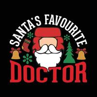 papai noel favorito médico Natal camiseta vetor Projeto.