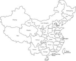 vetor isolado ilustração do simplificado administrativo mapa do China. fronteiras e nomes do a regiões. Preto linha silhuetas.