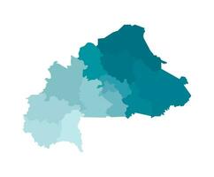 vetor isolado ilustração do simplificado administrativo mapa do burkina faso. fronteiras do a regiões. colorida azul cáqui silhuetas