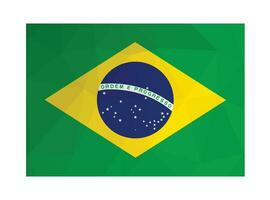 vetor ilustração. nacional brasileiro bandeira, verde e amarela, com texto, ordem e progresso. oficial símbolo do brasil. criativo Projeto dentro baixo poli estilo com triangular formas. gradiente efeito.