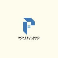 casa construção logotipo Projeto com carta p idéia para o negócio vetor