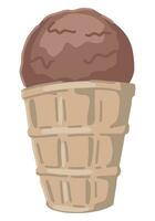 chocolate gelo creme dentro waffle tigela clipart. rabisco do verão doce Comida isolado em branco. colori vetor ilustração dentro desenho animado estilo.