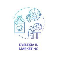 2d gradiente azul ícone dislexia dentro marketing conceito, simples isolado vetor, dislexia fino linear ilustração vetor