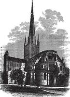 Norwich catedral dentro Norfolk, Inglaterra, Reino Unido, vintage gravado ilustração vetor