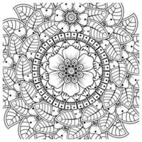 mehndi flor ornamento decorativo em estilo oriental étnico, ornamento de doodle, desenho de mão de contorno. página do livro para colorir. vetor