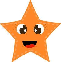 uma fofa pequeno cor de laranja desenho animado mar Estrela rindo vetor ou cor ilustração