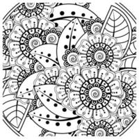 mehndi flor ornamento decorativo em estilo oriental étnico, ornamento de doodle, desenho de mão de contorno. página do livro para colorir. vetor