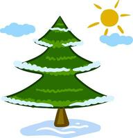 clipart do uma abeto árvore e uma Aumentar Sol em a inverno estação natal árvore vetor ou cor ilustração