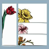conjunto do quatro 4 vintage convite cartão com ornamentado elegante retro abstrato floral Projeto vetor