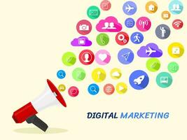 digital marketing megafone para local na rede Internet e promoção banners.criativo idéia e digital marketing vetor