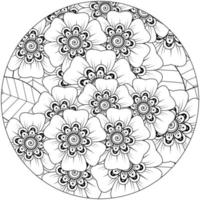 mehndi flor ornamento decorativo em estilo oriental étnico, ornamento de doodle, desenho de mão de contorno. página do livro para colorir. vetor