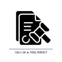 2d pixel perfeito glifo estilo legal aviso prévio ícone, isolado vetor, silhueta documento ilustração vetor