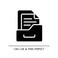 2d pixel perfeito glifo estilo pasta ícone, isolado vetor, silhueta documento ilustração vetor