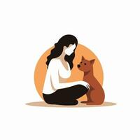 ai gerado animal saúde seguro companhia preenchidas colorida logotipo. mulher com cachorro simples ilustração. Projeto elemento. ai arte para corporativo marca, marketing campanha vetor