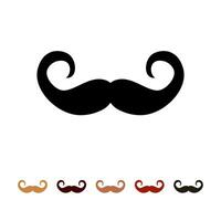 bigodes ícone silhueta isolado em branco fundo. homens diferente cores bigode cabelo. vetor ilustração