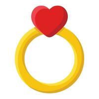 ouro anel com coração isolado em branco fundo. dia dos namorados dia, casamento, amor vetor ilustração