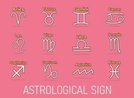 ícone do zodíaco de desenho vetorial definido em estilo cômico. pictograma de ilustração de sinais de astrologia. conceito de efeito de respingo de negócios de horóscopo astrológico. vetor