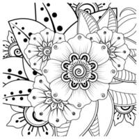 mehndi flor ornamento decorativo em estilo oriental étnico, ornamento de doodle, desenho de mão de contorno. página do livro para colorir. vetor