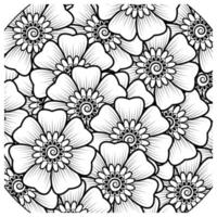 mehndi flor ornamento decorativo em estilo oriental étnico, ornamento de doodle, desenho de mão de contorno. página do livro para colorir. vetor