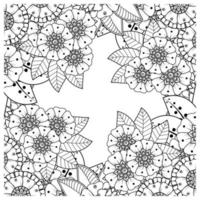 mehndi flor ornamento decorativo em estilo oriental étnico, ornamento de doodle, desenho de mão de contorno. página do livro para colorir. vetor