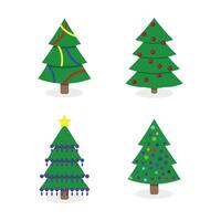 decorado Natal árvore coleção ilustração. árvore Natal árvore decorado para inverno feriado natal, iluminado Natal árvore, Novo ano árvore isolado vetor