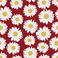 vetor desatado padronizar do amarelo e branco camomila flores em vermelho fundo. decorativo impressão para papel de parede, invólucro, têxtil, moda tecido ou de outros imprimível capas.